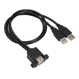 bk3507 Dual USB 2.0 Male to Dual USB Female Extension Cable with Fixing Hole, Length: 50cm