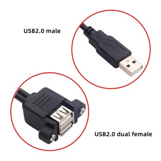 bk3507 Dual USB 2.0 Male to Dual USB Female Extension Cable with Fixing Hole, Length: 50cm