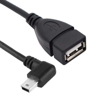 90 Degree Mini USB Male to USB 2.0 AF Adapter Cable with OTG Function, Length: 25cm