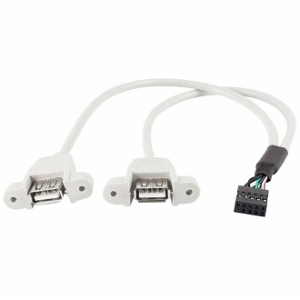 9 Pin Internal Header to 2x USB 2.0 AF Mount Pannel Cable, Length: 30cm