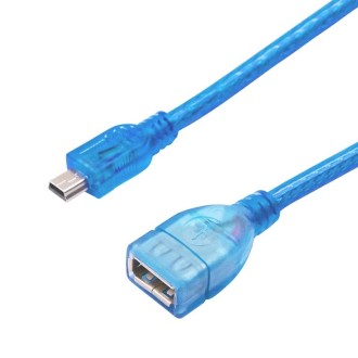 Mini 5-pin USB to USB 2.0 AF OTG Adapter Cable, Length: 22cm (Blue)