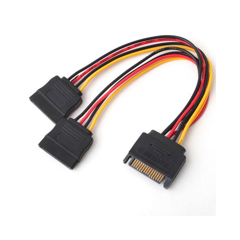 0.2m 15P to Dual 15P One to Two SATA Hard Drive Power Conversion Cable