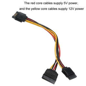 0.2m 15P to Dual 15P One to Two SATA Hard Drive Power Conversion Cable