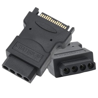 SATA 15 Pin Male to 4 Pin Female Adapter(Black)