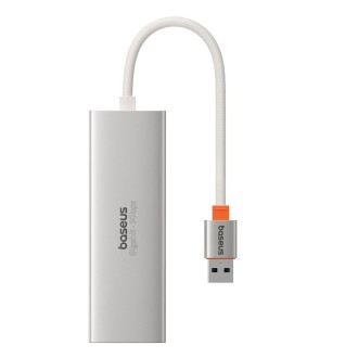 Baseus Portal Joy Series 4 in 1 USB3.0x3+RJ45x1 HUB Adapter, Interface:USB(Silver)