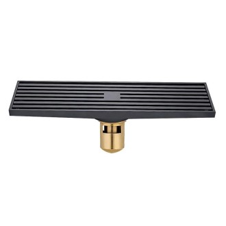 8x30cm Extended Full Copper Strip Floor Drain, Style: K8038 Black Bronze+5.5 Deep Water Seal