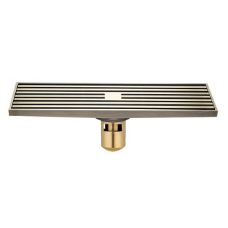 8x30cm Extended Full Copper Strip Floor Drain, Style: K8036 Bronze+5.5 Deep Water Seal