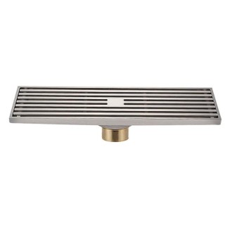 8x30cm Extended Full Copper Strip Floor Drain, Style: K8035 Nickel Brushes+Copper Self Seal