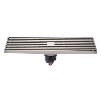 8x30cm Extended Full Copper Strip Floor Drain, Style: K8035 Nickel Brushes+Black Straight Row