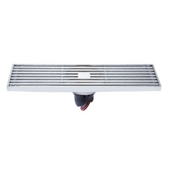 8x30cm Extended Full Copper Strip Floor Drain, Style: K8034 Chrome Plated+Black Straight Row