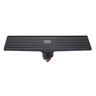 8x30cm Extended Full Copper Strip Floor Drain, Style: K8038 Black Bronze+Black Straight Row