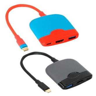 H0231 For Mobile / Nintendo Switch Expansion Dock Portable Base(Red Blue)