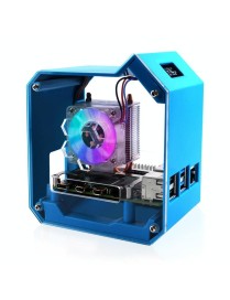 For Raspberry Pi 4B Waveshare Desktop Computer Fan LED Light Mini Tower Set(Blue)