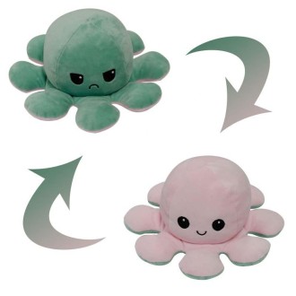 Flipped Octopus Doll Double-Sided Flipping Doll Plush Toy(Light Pink + Light Green)