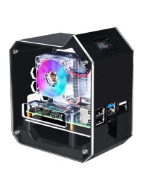 Waveshare Mini Tower NAS Kit for Raspberry Pi 4B Support Up to 2TB M.2 SATA SSD(Black)