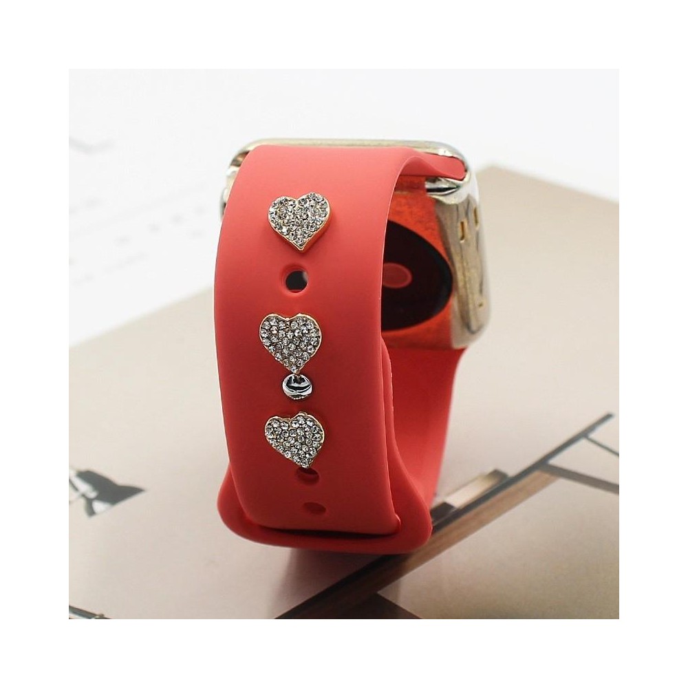 2pcs Watch Silicone Strap Decorative Diamond Buckle Strap Nails, Style: Full Diamond Heart