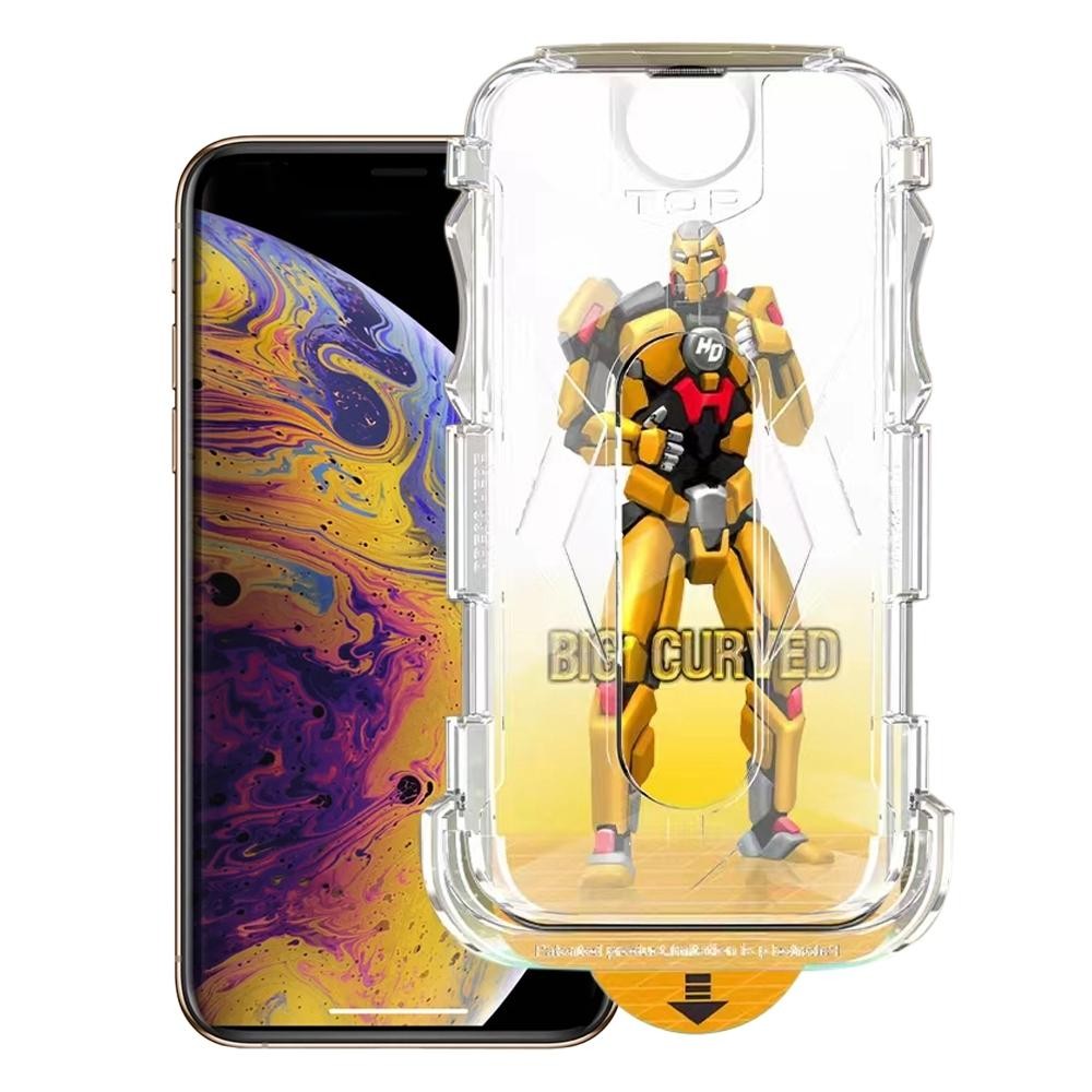 For iPhone XS Max Easy Install Dust-proof Armor Tempered Glass Film