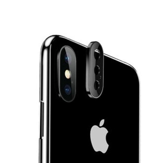 For iPhone XS Max Titanium Alloy Metal Camera Lens Protector Tempered Glass Film(Black)