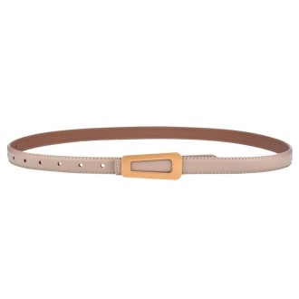 105cm Women Leather Belt Casual Versatile Retro Belt Jeans Waist Band(Light Khaki)