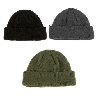 Ripped Beggar Knitted Hat Punk Autumn and Winter Woolen Cap(Black)