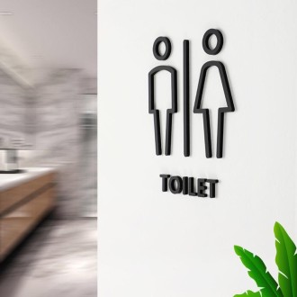 19 x 14cm Personalized Restroom Sign WC Sign Toilet Sign,Style: Black Separate