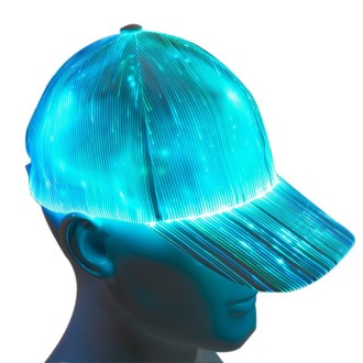 LED Fiber Optic Luminous Hat Couple Luminous Hat Outdoor Luminous Cap Performance Hat(White Colorful Light)