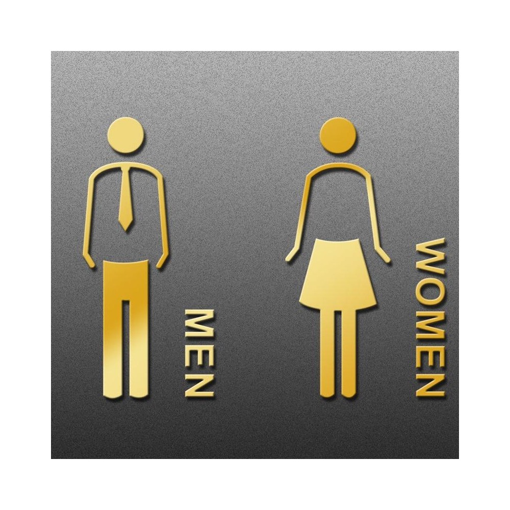 19 x 14cm Personalized Restroom Sign WC Sign Toilet Sign,Style: Tie-Golden Separate