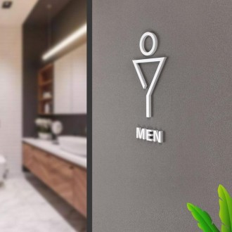 19 x 14cm Personalized Restroom Sign WC Sign Toilet Sign,Style: Tie-Golden Separate