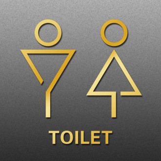 19 x 14cm Personalized Restroom Sign WC Sign Toilet Sign,Style: Triangle-Golden Public 