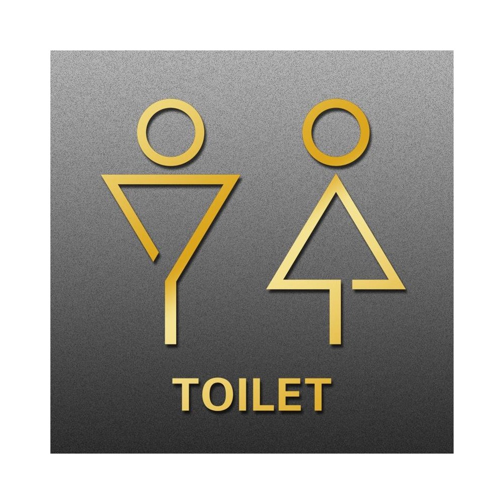 19 x 14cm Personalized Restroom Sign WC Sign Toilet Sign,Style: Triangle-Golden Public 