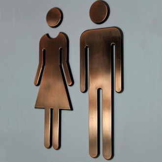 2 PCS 20cm 3D DIY Man & Woman Toilet Sticker WC Door Sign Decals Toilet Signs(Antique Copper)