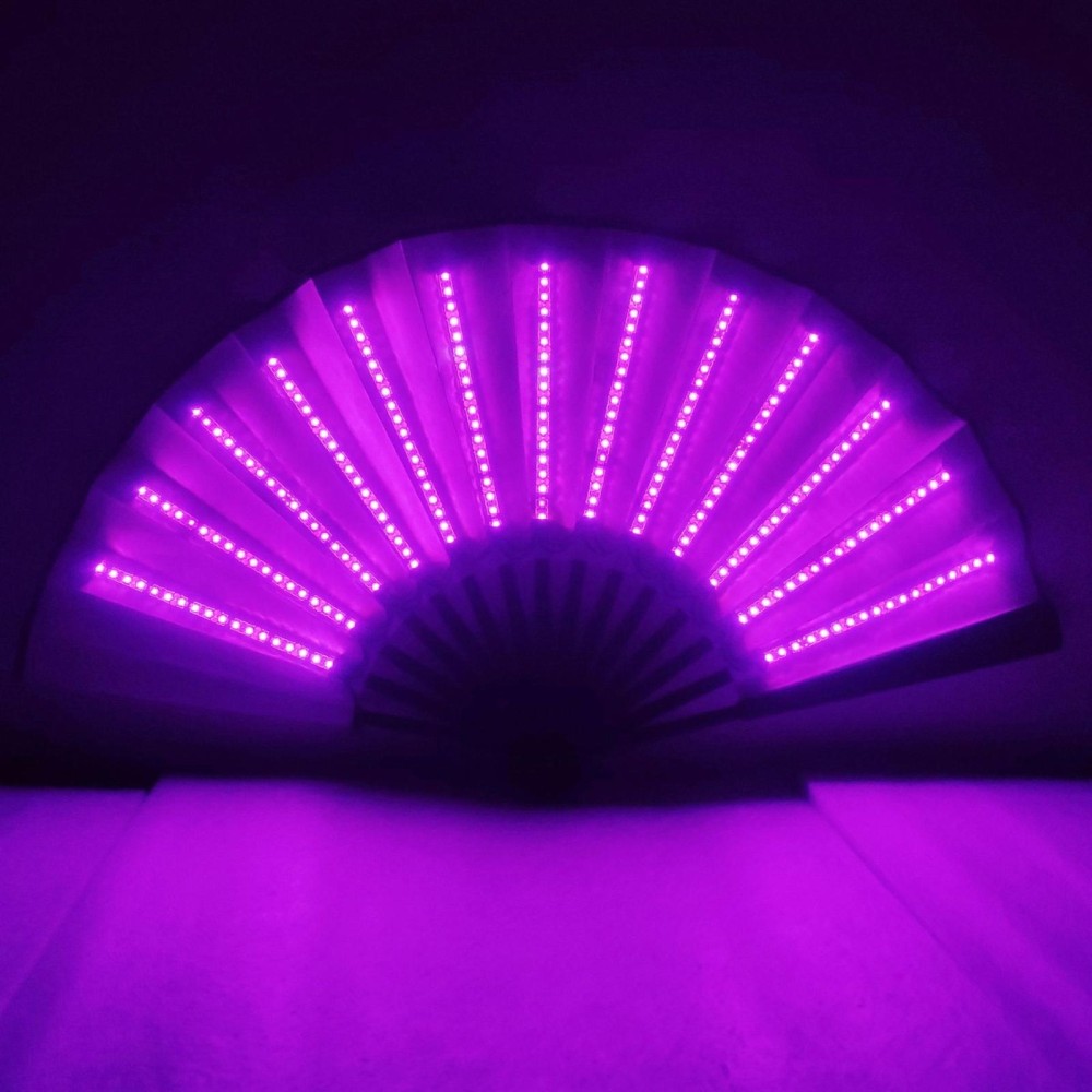 00021 LED Prom Lighting Folding Fan Bar Colorful Atmosphere Group Props, Color: Pink Flashing