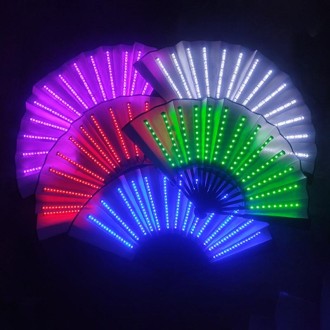 00021 LED Prom Lighting Folding Fan Bar Colorful Atmosphere Group Props, Color: Pink Flashing