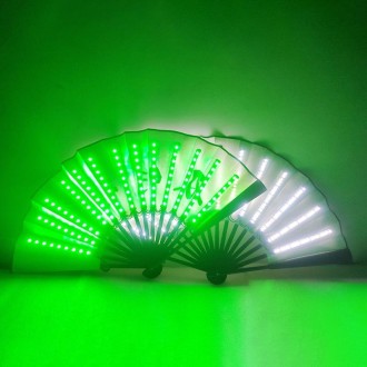 00021 LED Prom Lighting Folding Fan Bar Colorful Atmosphere Group Props, Color: Pink Flashing