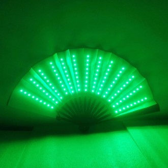 00021 LED Prom Lighting Folding Fan Bar Colorful Atmosphere Group Props, Color: Green Flashing