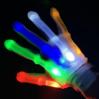 1 Pairs Hand Bones LED Glowing Gloves, Size: XL(Colorful)