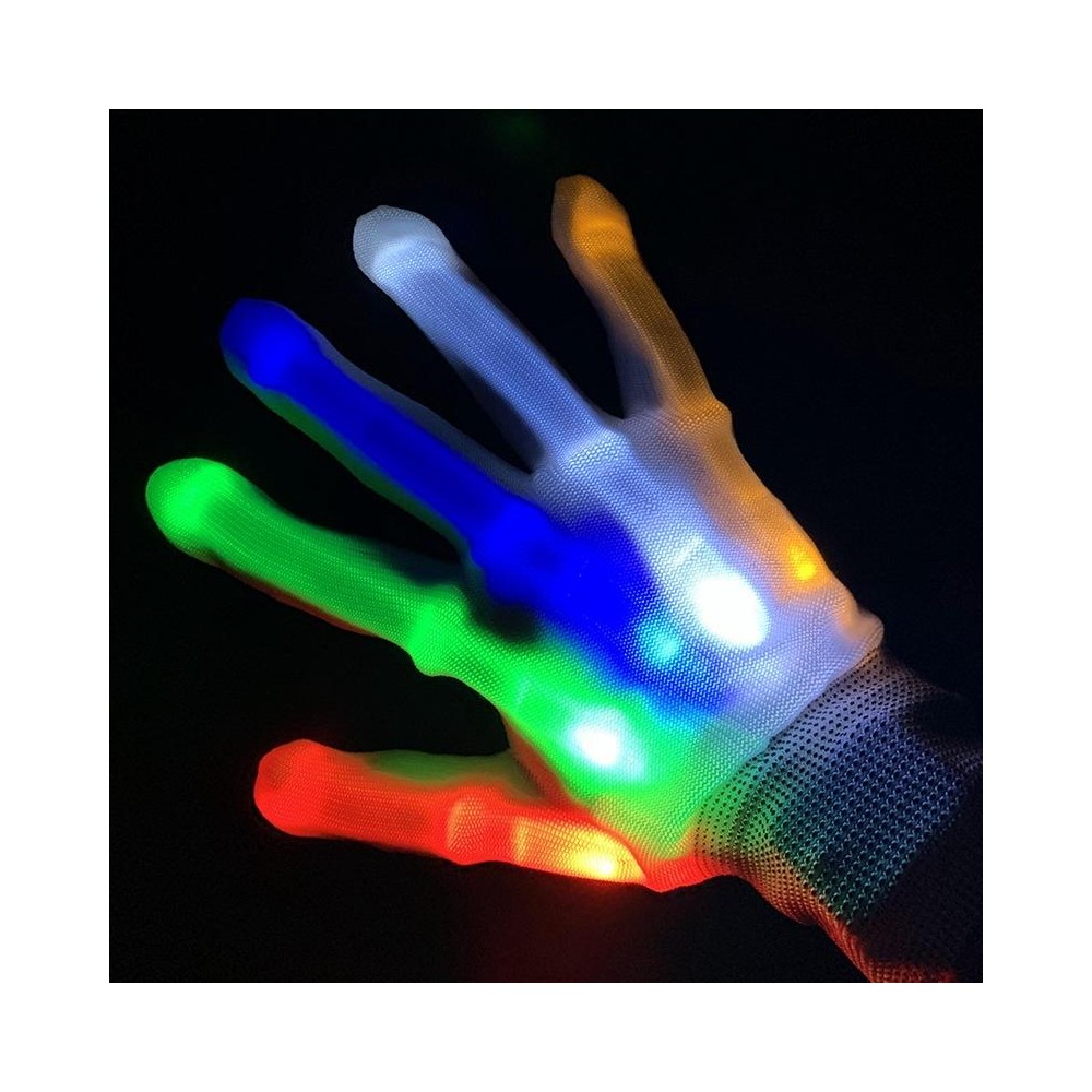 1 Pairs Hand Bones LED Glowing Gloves, Size: XL(Colorful)