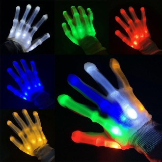 1 Pairs Hand Bones LED Glowing Gloves, Size: XL(Colorful)