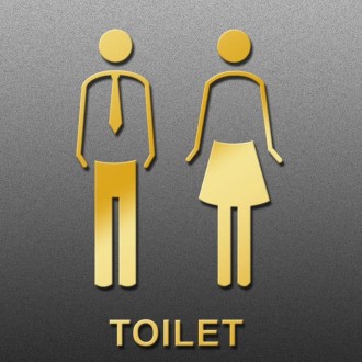 19 x 14cm Personalized Restroom Sign WC Sign Toilet Sign,Style: Tie-Golden Public 