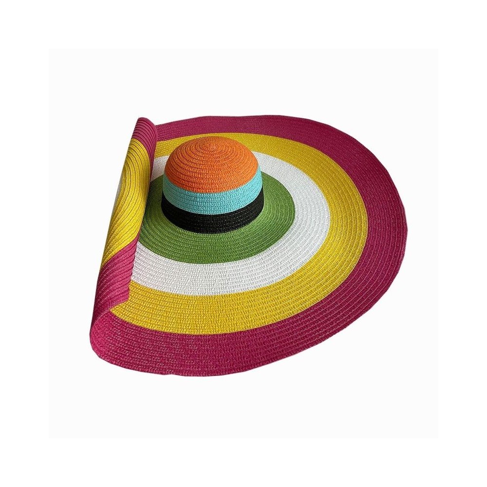 Oversized Brim Dome Rainbow Striped Beach Visor Hat, Size: 56-58cm(2)