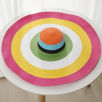 Oversized Brim Dome Rainbow Striped Beach Visor Hat, Size: 56-58cm(2)