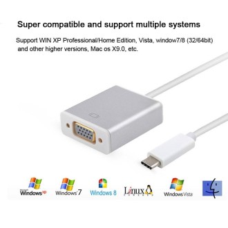 USB-C/Type-C To VGA HD Converter 1080P Laptop Connecting Display Mobile Phone Same Screen Line