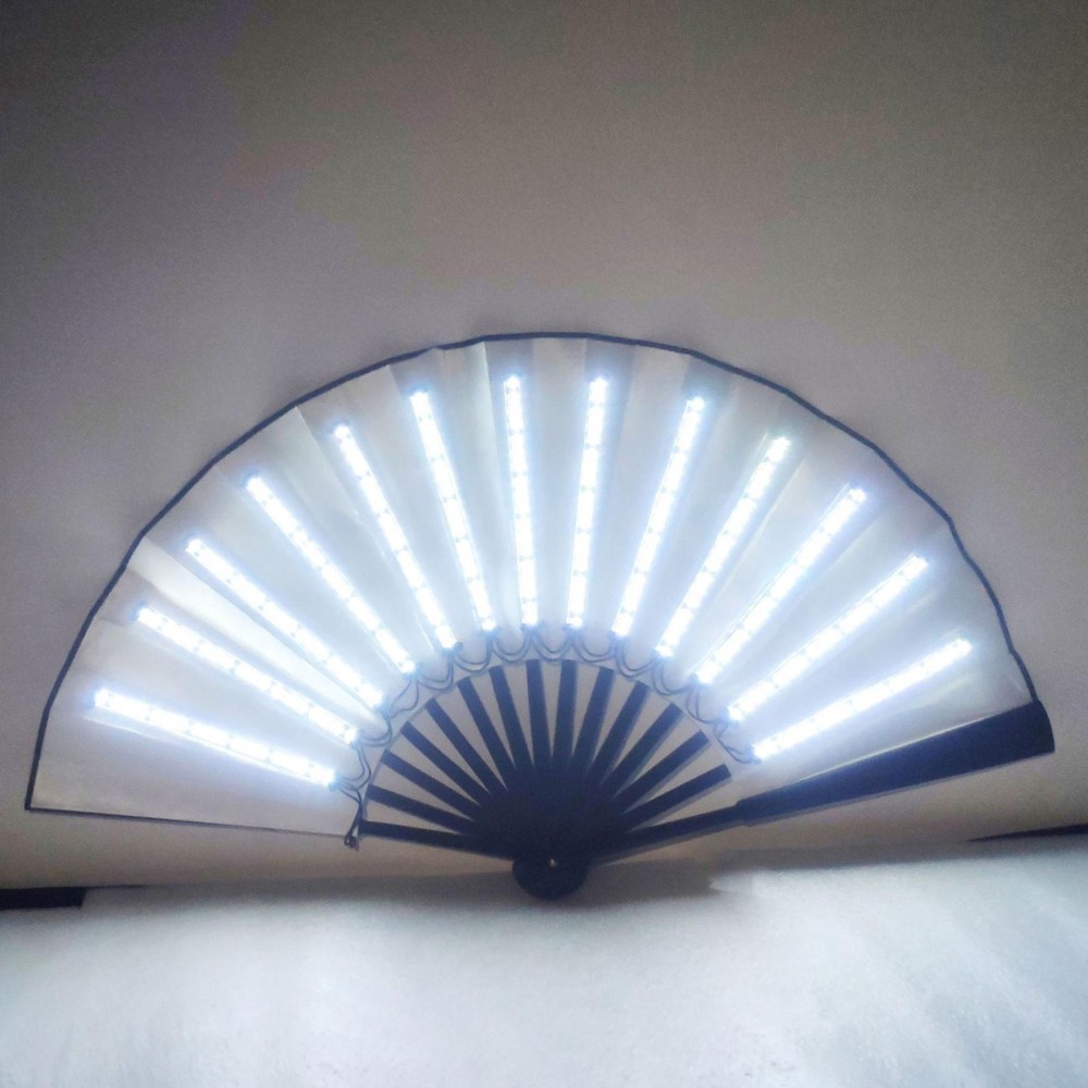 00021 LED Prom Lighting Folding Fan Bar Colorful Atmosphere Group Props, Color: White