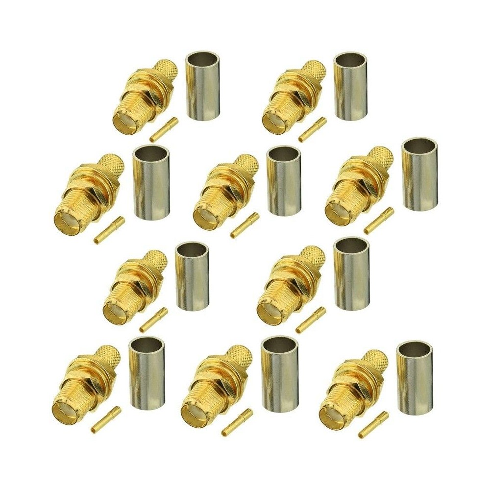 10pcs SMA Female Plug Connector Crimp For RG58 / LMR195 / RG142 / RG400