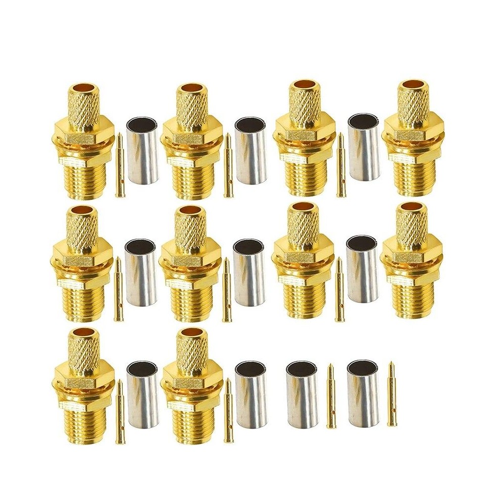 10pcs RP SMA Female Plug Connector Crimp For RG58 / LMR195 / RG142 / RG400