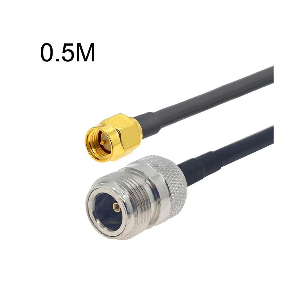 SMA Male to N Female RG58 Coaxial Adapter Cable, Cable Length:0.5m