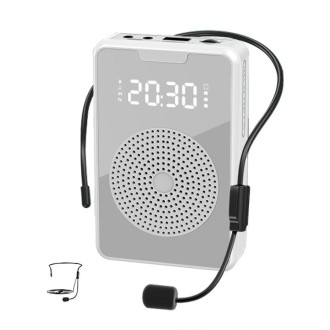 ZXL-H3 Portable Teaching Microphone Amplifier with Time Display, Spec: Wired Version (White)