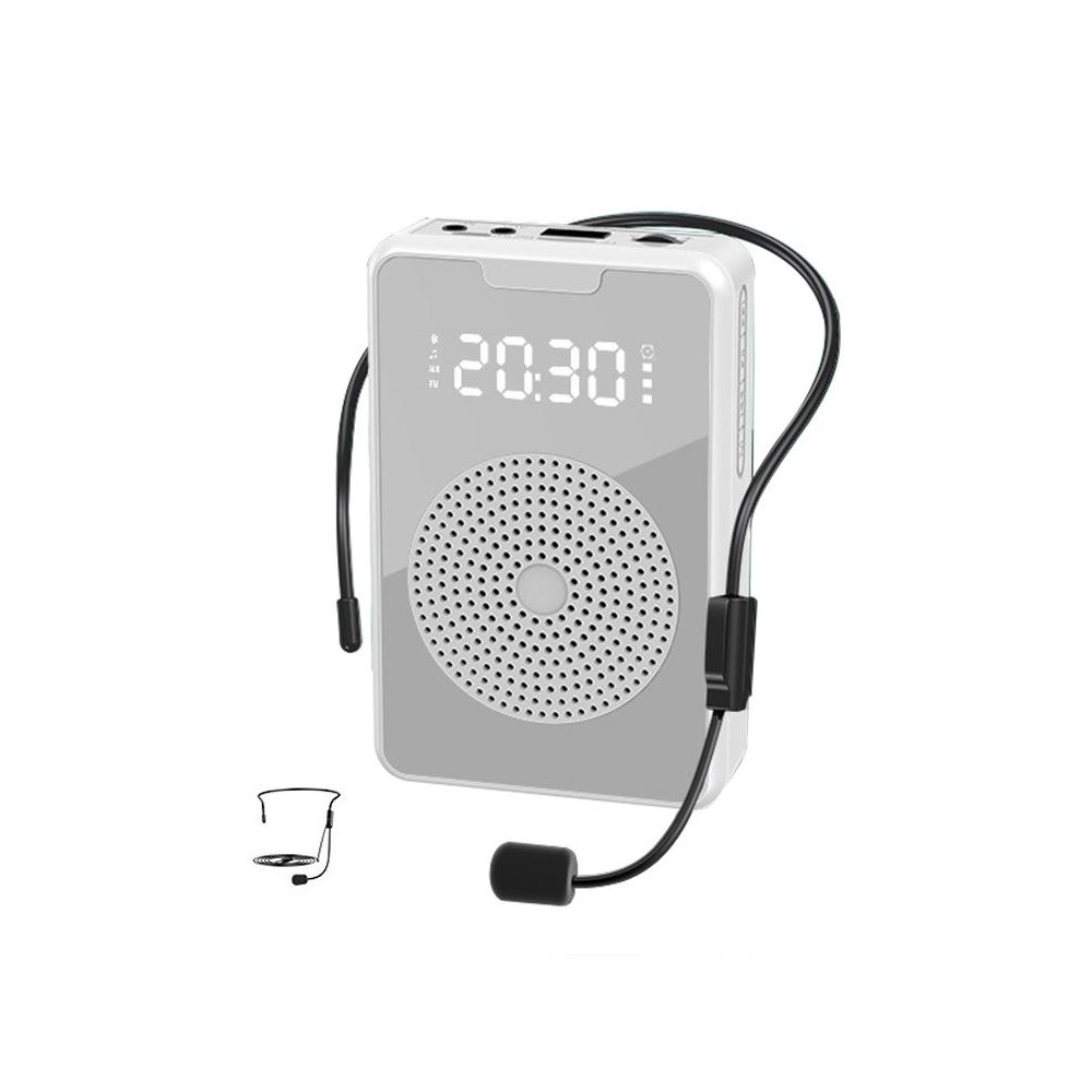 ZXL-H3 Portable Teaching Microphone Amplifier with Time Display, Spec: Wired Version (White)