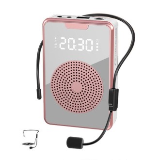 ZXL-H3 Portable Teaching Microphone Amplifier with Time Display, Spec: Wired Version (Rose Gold)