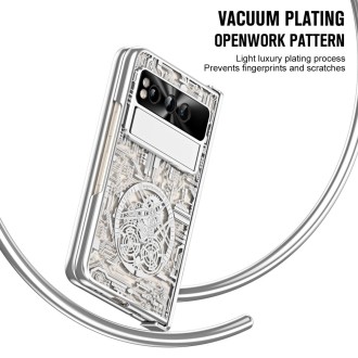 For Google Pixel Fold Mechanical Legend Integrated Electroplating All-inclusive Phone Case with Pen Slot(Silver)